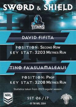 2024 NRL Traders Titanium - Sword & Shield Team #SST06 David Fifita / Tino Fa'asuamaleaui Back